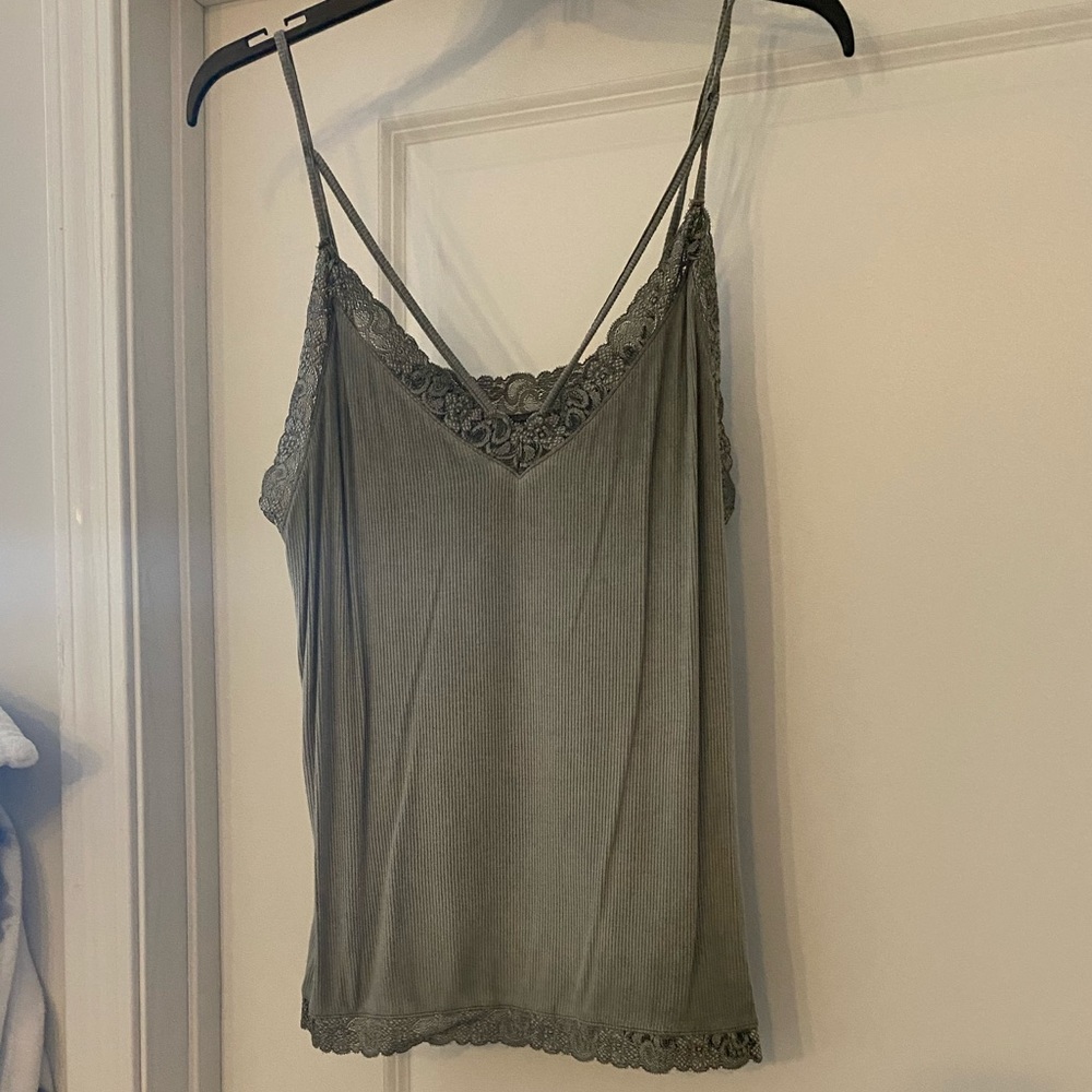 Green Ribbed Tank Top